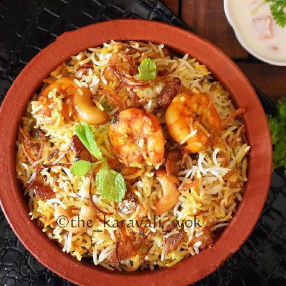 Prawn biryani